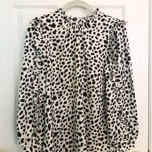 New J Crew retro leopard style high neck blouse